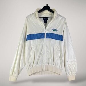 Duckster Windermere Country Club Jacket Windbreaker Mens M White Blue Vintage
